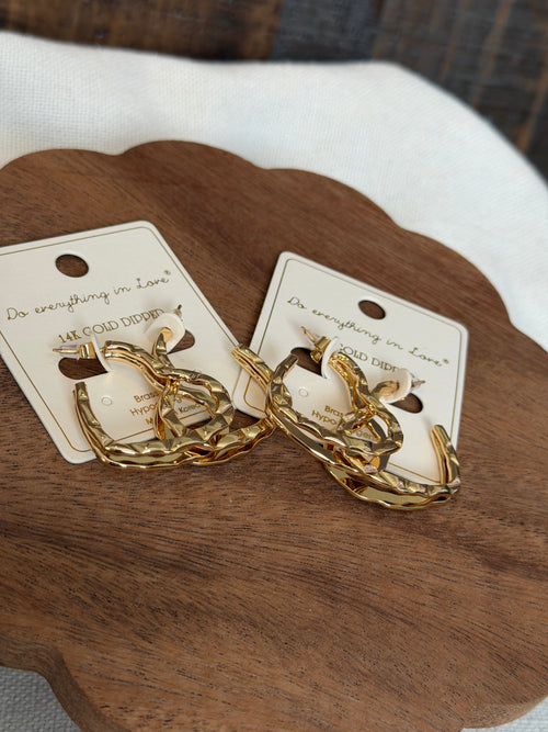 14K Gold-Dipped Open Heart Post Earrings